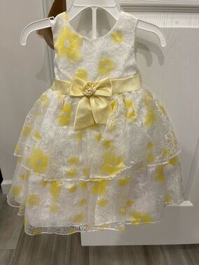 marmellata White and Yellow Floral Bow Party Dress